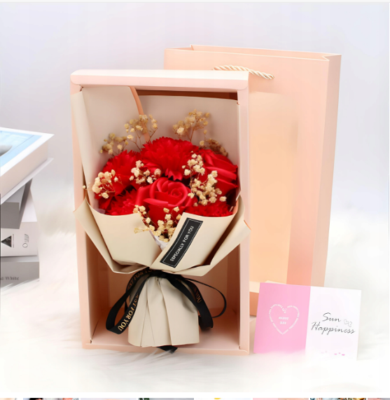 Bukiet Mydlanych Róż  W Torebce – Wieczna Róża, Elegancki Prezent dla Niej na Walentynki