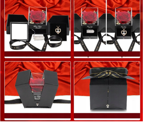 Wieczna Róża w Szkle Świecąca Naszyjnik dla Kobiety Prezent na Walentynki