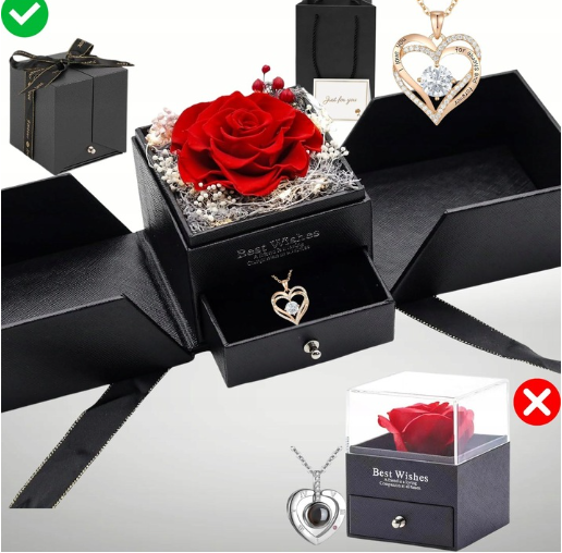 Wieczna Róża w Szkle Świecąca Naszyjnik dla Kobiety Prezent na Walentynki