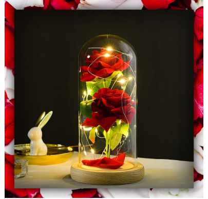 WIECZNA RÓŻA Z EFEKTEM LED - PREZENT NA WALENTYNKI